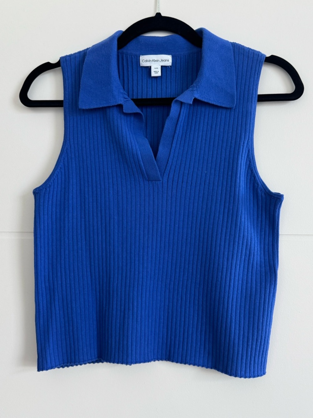 Calvin Klein Jeans Bright Blue Ribbed Sleeveless Polo